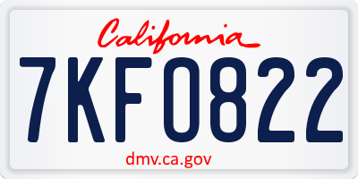 CA license plate 7KFO822
