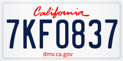 CA license plate 7KFO837