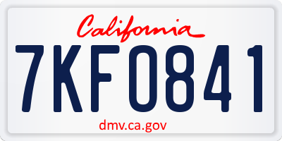 CA license plate 7KFO841
