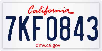 CA license plate 7KFO843