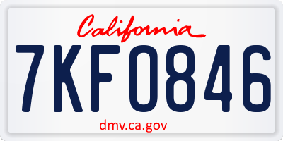 CA license plate 7KFO846