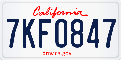CA license plate 7KFO847