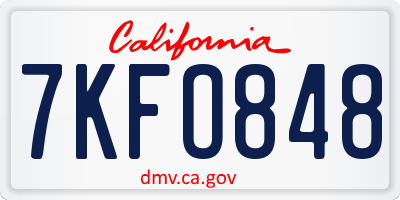 CA license plate 7KFO848