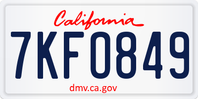 CA license plate 7KFO849