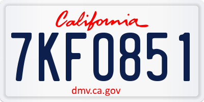 CA license plate 7KFO851