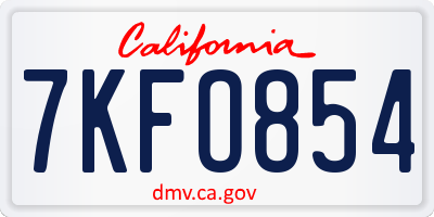 CA license plate 7KFO854