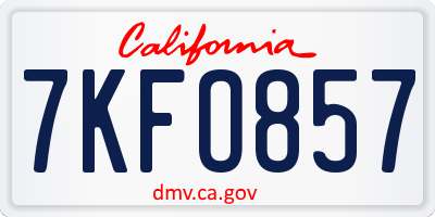 CA license plate 7KFO857