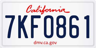 CA license plate 7KFO861