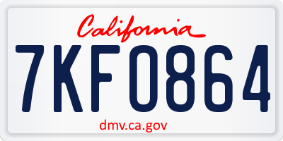 CA license plate 7KFO864
