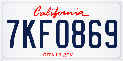 CA license plate 7KFO869