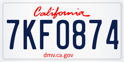 CA license plate 7KFO874