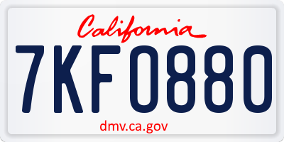 CA license plate 7KFO880
