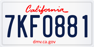 CA license plate 7KFO881