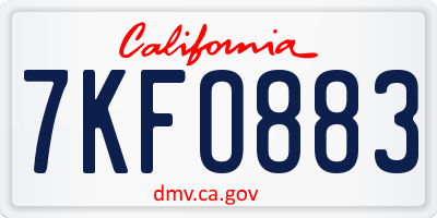 CA license plate 7KFO883