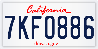CA license plate 7KFO886