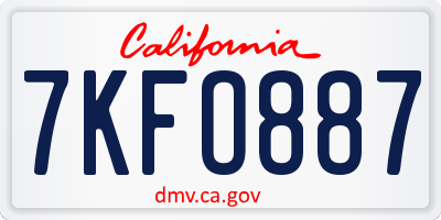 CA license plate 7KFO887