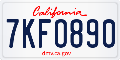 CA license plate 7KFO890