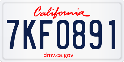 CA license plate 7KFO891