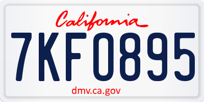 CA license plate 7KFO895