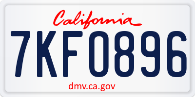 CA license plate 7KFO896