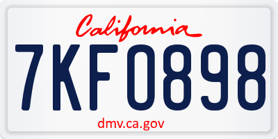 CA license plate 7KFO898
