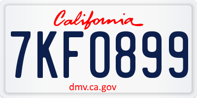 CA license plate 7KFO899