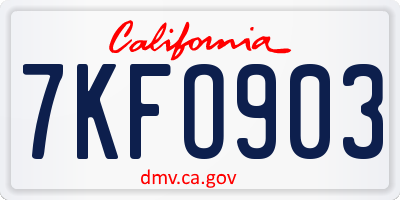 CA license plate 7KFO903