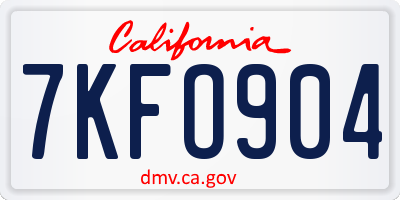 CA license plate 7KFO904