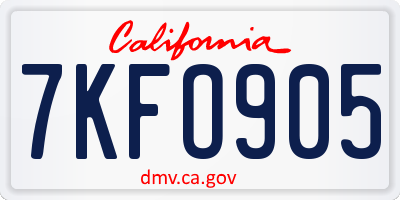 CA license plate 7KFO905