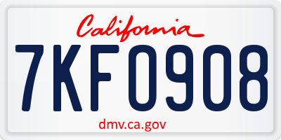 CA license plate 7KFO908