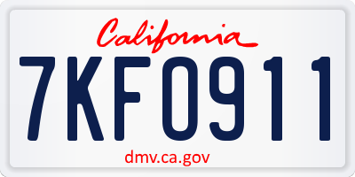 CA license plate 7KFO911