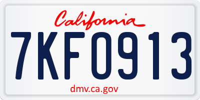 CA license plate 7KFO913
