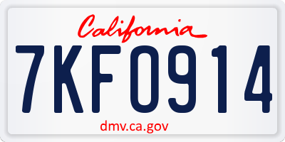CA license plate 7KFO914