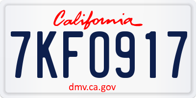 CA license plate 7KFO917