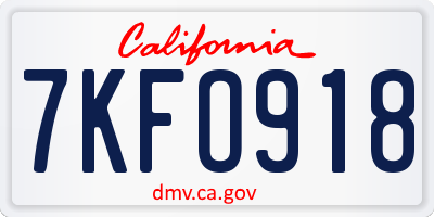 CA license plate 7KFO918