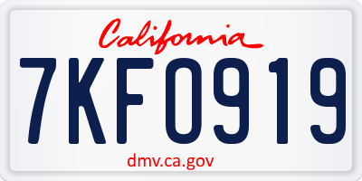 CA license plate 7KFO919