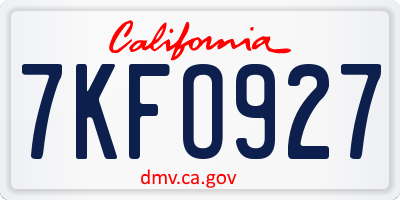 CA license plate 7KFO927