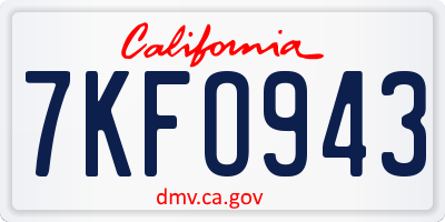 CA license plate 7KFO943