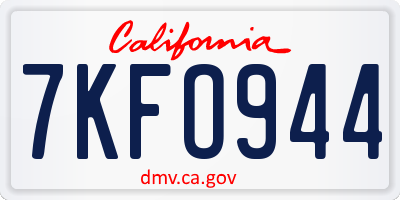 CA license plate 7KFO944