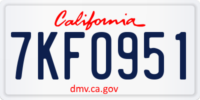 CA license plate 7KFO951