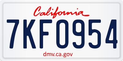 CA license plate 7KFO954