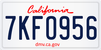 CA license plate 7KFO956