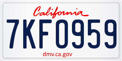 CA license plate 7KFO959