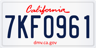 CA license plate 7KFO961