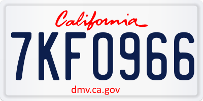 CA license plate 7KFO966