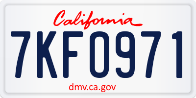 CA license plate 7KFO971