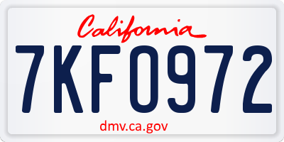 CA license plate 7KFO972