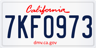 CA license plate 7KFO973