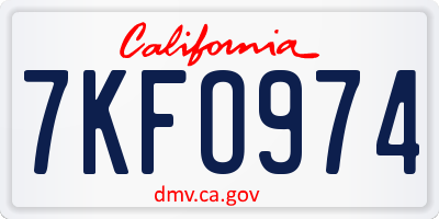 CA license plate 7KFO974