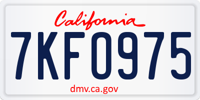CA license plate 7KFO975